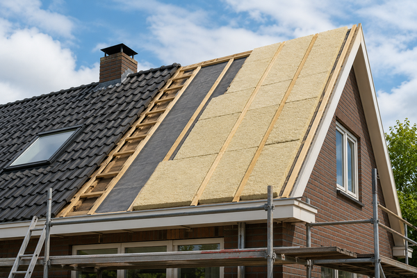 Dakrenovatie van een woning met nieuwe isolatie en dakbedekking als onderdeel van een duurzame verbouwing