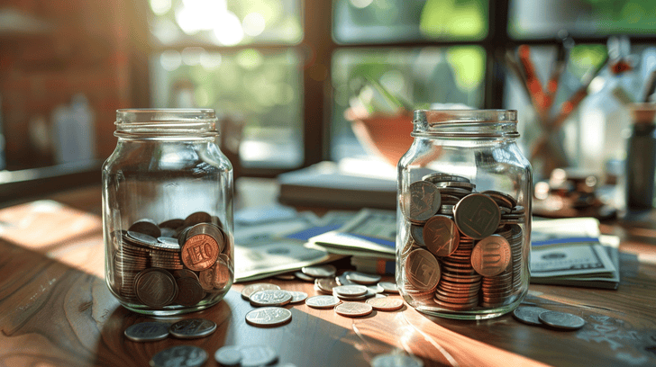 Geld in spaarpot voor cashflow en vermogen