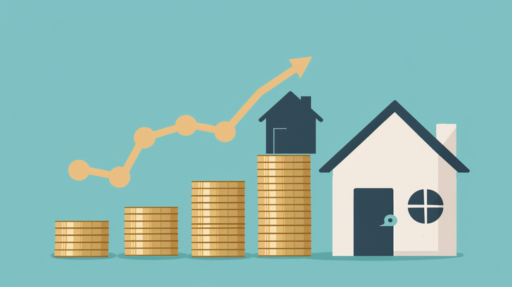 Illustratie van stijgend spaargeld met een huis